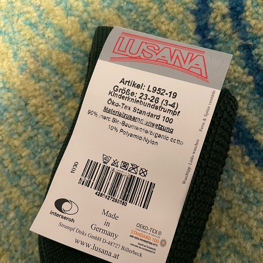 Lusana Kids Organic Cotton Socks - Forest Green